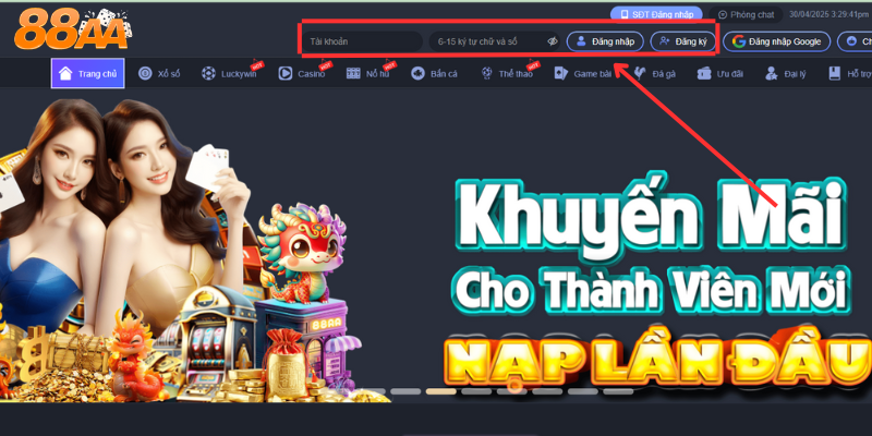 Hiểu rõ giao diện và các bước đăng nhập 88aa
